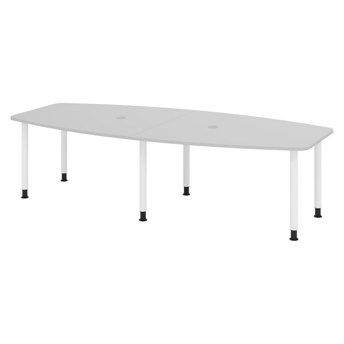 KONFERENZTISCH mittel KT28 130/280/74 cm in Grau/Füße in Weiß - Weiß/Grau, Holzwerkstoff (130/280/74cm) - bümö