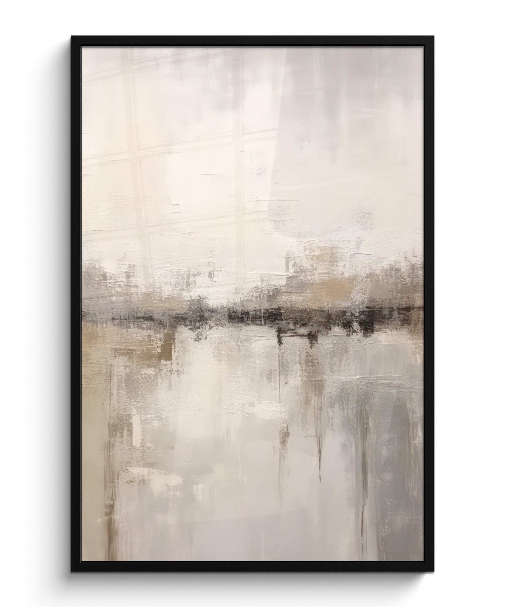 GERAHMTES BILD Moderne Kunst - Abstrakt - Beige 80x120 cm - Beige, Papier (80/120cm) - MuchoWow