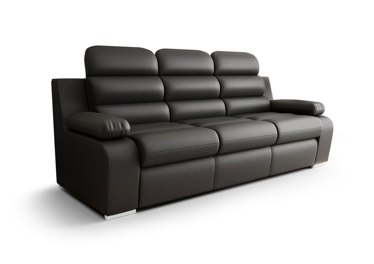 SCHLAFSOFA AMBER, mit Schlaffunktion und Bettkasten, Farbe: Schwarz, Kunstleder - Schwarz, Textil (238/103/96cm) - O-Sofa