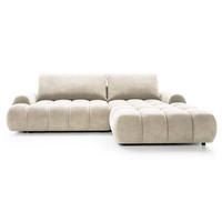 ECKSOFA 280 cm Valerio mit Bettkasten, 280 cm, Rechts, Schlaffunktion, Vanille - Ecru, Holz (177/280cm) - Emporius