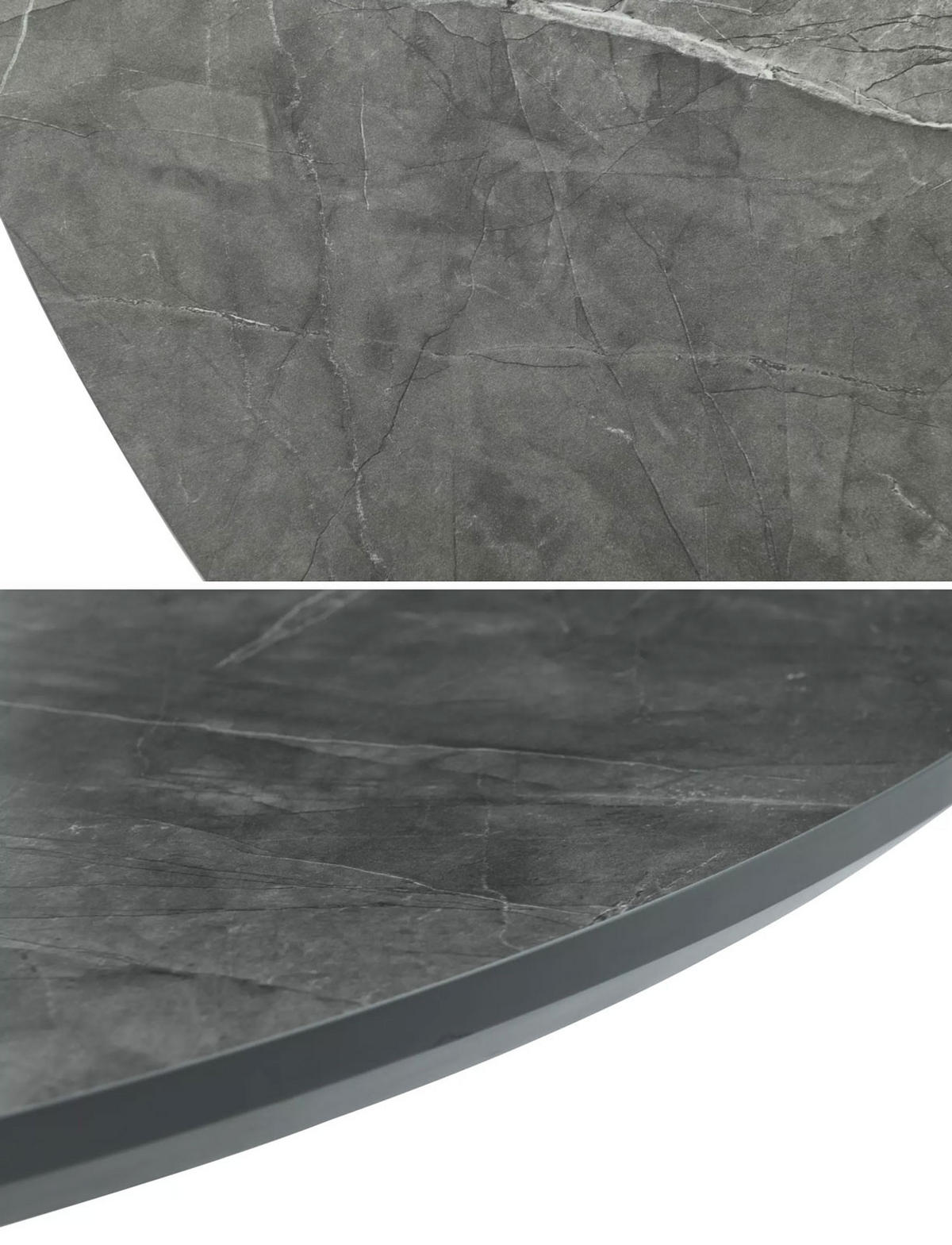 ESSTISCH Angel Marmor Grau / Schwarz 120-160 / 120 / 75cm - Grau, Holz/Holzwerkstoff (120/120/75cm) - Feldmann-Wohnen