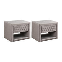 2ER-SET Nachttische DANIELE – 1 Schublade & 1 Ablage – Samt – Beige - Beige, Textil (50/41/35cm) - Vente-Unique