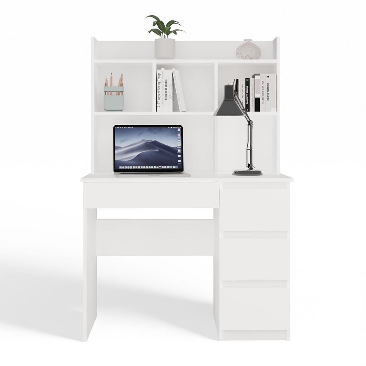 SCHREIBTISCH Weiß 98/146/52 - Weiß, Holzwerkstoff (52/98/146cm) - RAUMHIRSCH FURNITURE