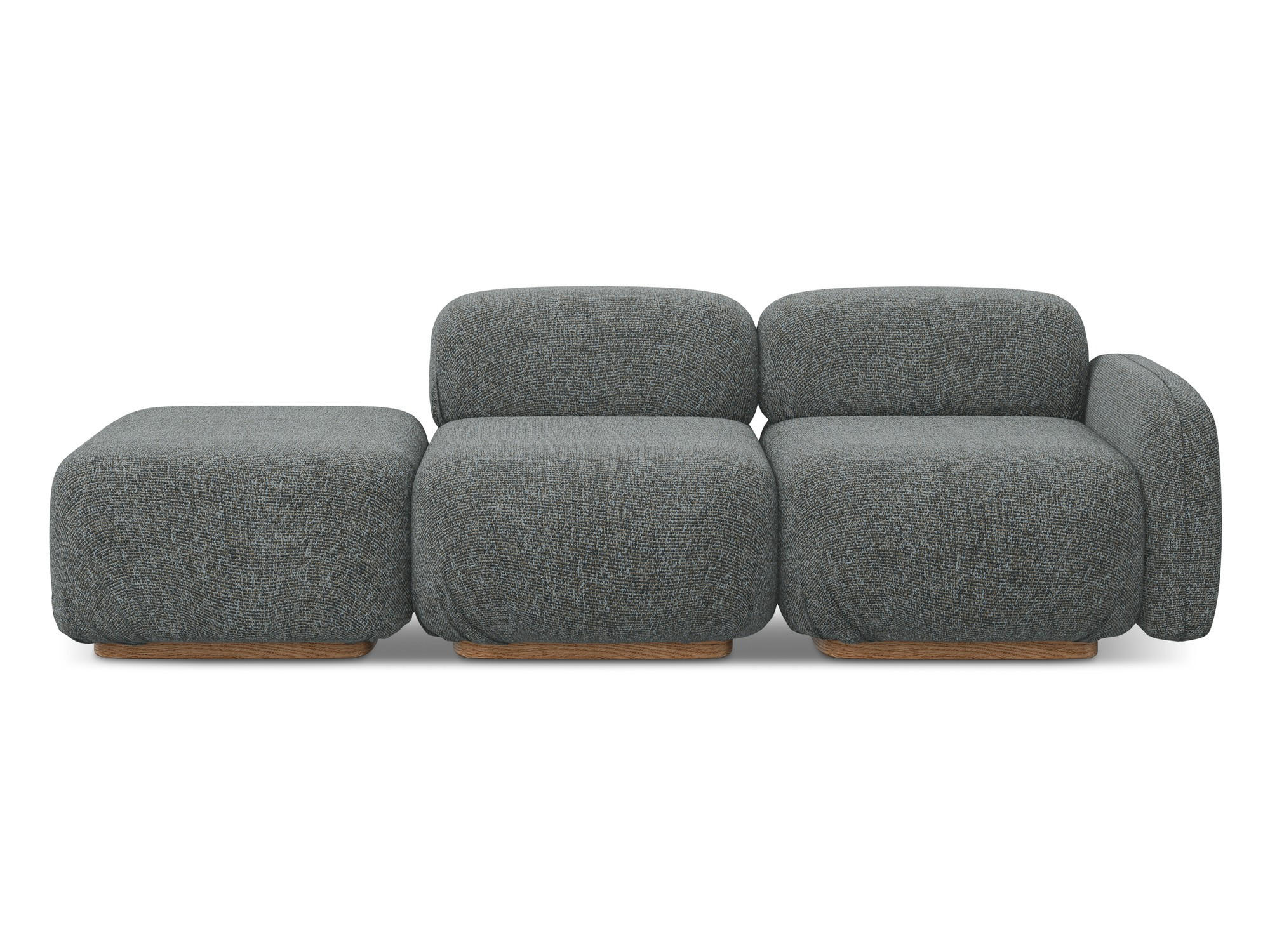 3-SITZER SOFA Links Strukturstoff Stoff Grau - Dunkelgrau/Braun, Holz/Textil (258/73/95cm) - Makamii