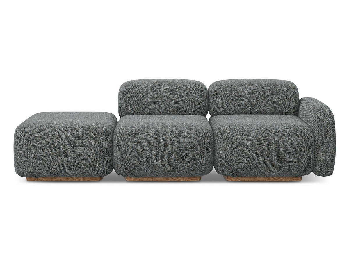 3-SITZER SOFA Links Strukturstoff Stoff Grau - Dunkelgrau/Braun, Holz/Textil (258/73/95cm) - Makamii