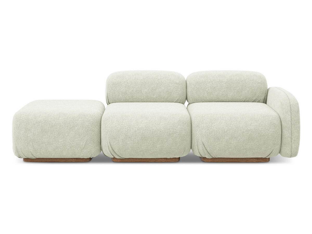 3-SITZER SOFA Links Chenille Stoff Weiß - Weiß/Braun, Holz/Textil (258/73/95cm) - Makamii