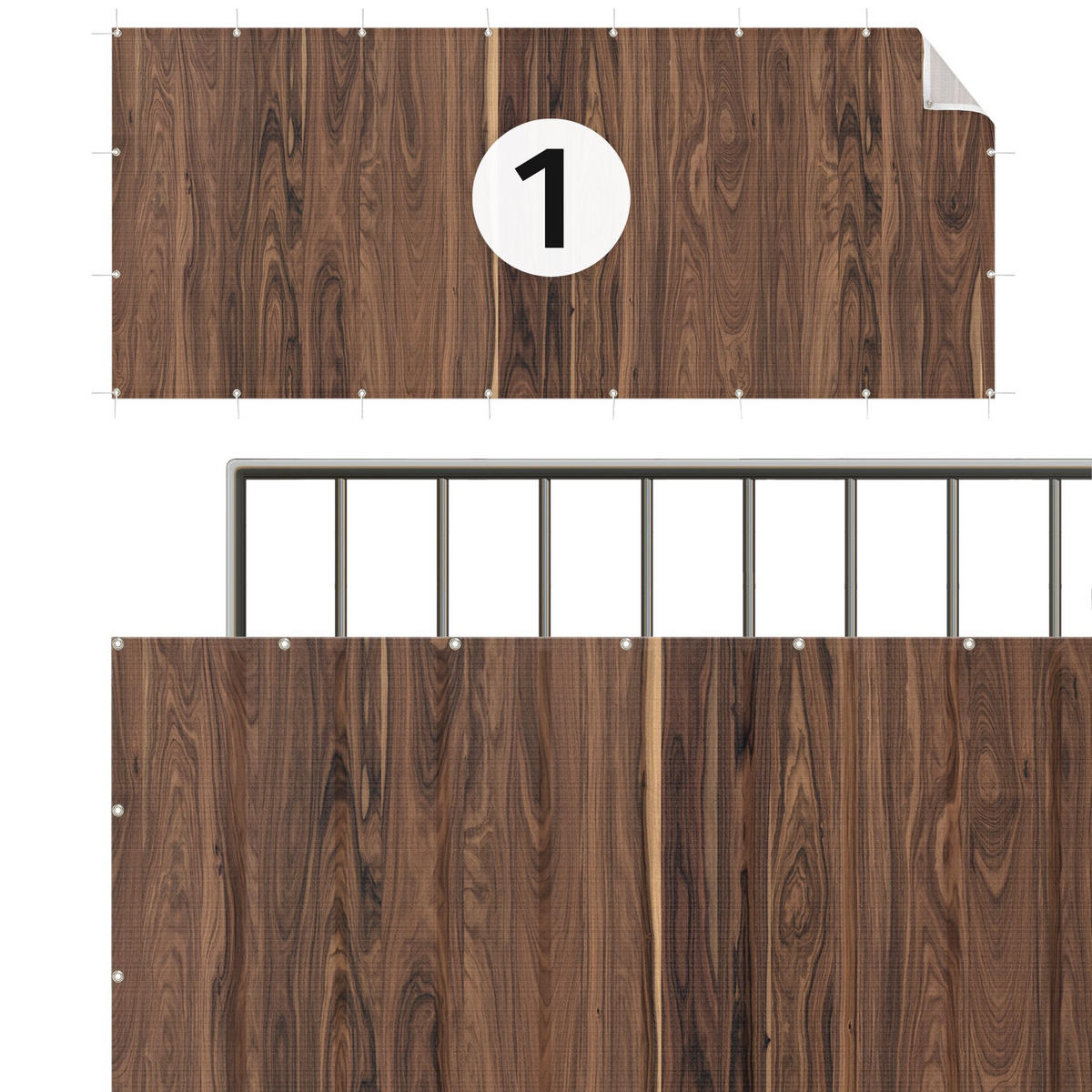 BALKON SICHTSCHUTZ Santos Palisander 400/75 cm - Braun, Kunststoff (400/75cm) - Bilderwelten