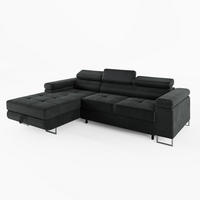 ECKSOFA VEMO MINI Links Dunkelgrau Velour-Stoff Kompakter Komfort für Wohnräume - Dunkelgrau, Textil (235/175cm) - Barchello
