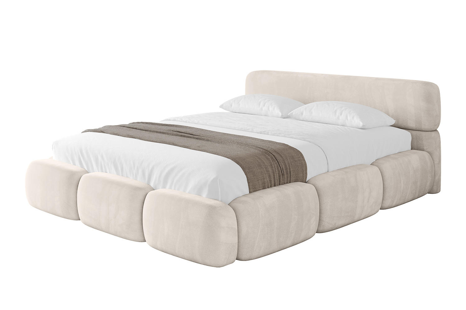 POLSTERBETT mit Bettkasten und Lattenrost, Boxbett ohne Matratze - ELVA-v1 200x200 Beige - Beige, Holzwerkstoff/Textil (200/200cm) - ALTDECOR