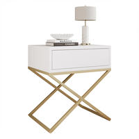 NACHTSCHRANK KSENO mit Schublade, 45/35/50 cm, Goldfarben / Weiß - Goldfarben/Weiß, Holzwerkstoff/Metall (45/50/35cm) - Idohome
