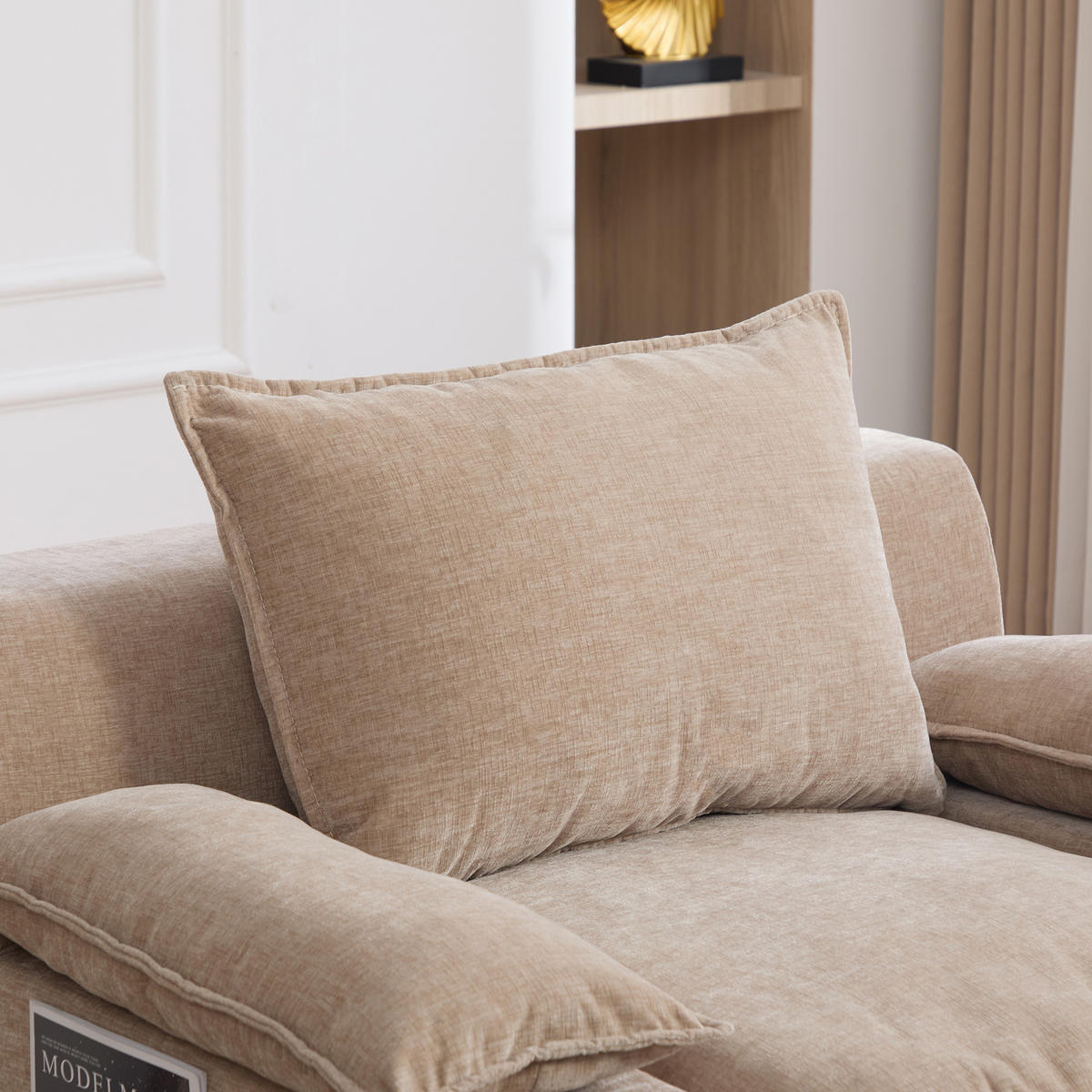 SESSEL DE-35157 mit 4 Kissen Hellkhaki - Sandfarben, Textil (93/81/113cm) - ComfortXL