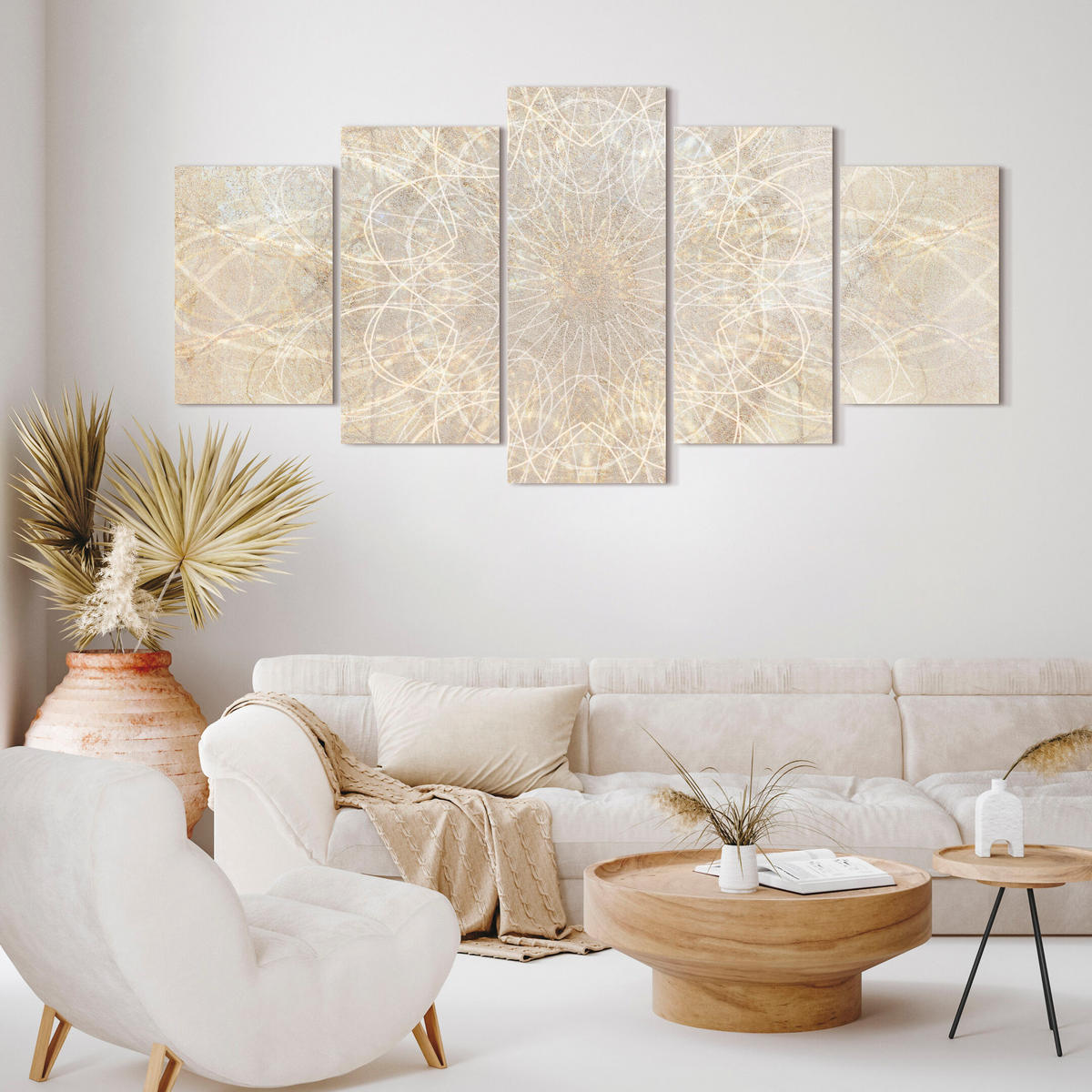 LEINWANDBILD Boho 5-tlg. 150x75 cm - Multicolor, Holz (150/75cm) - LUMASOUL