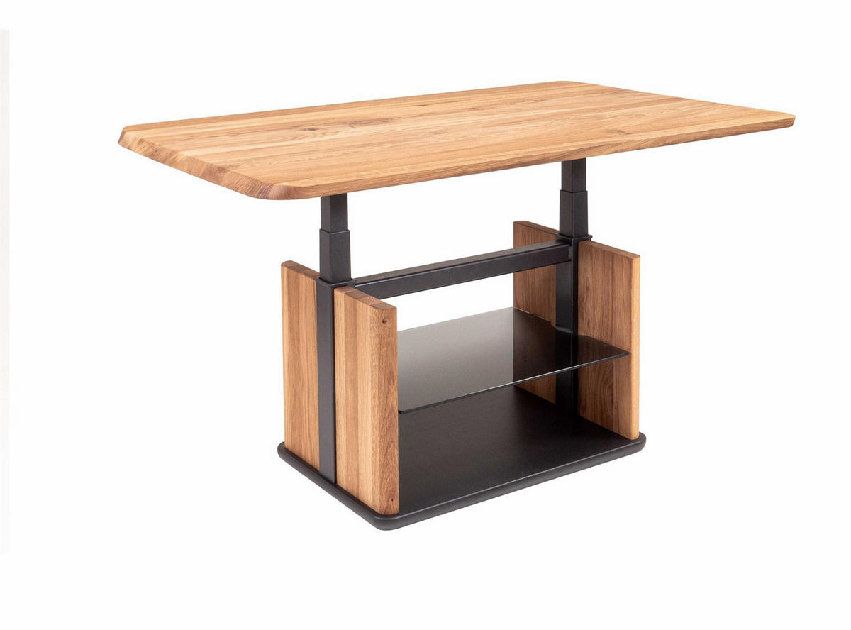 COUCHTISCH höhenverstellbar Charin 110x50x65 Massivholz Wildeiche/Grau - Wildeiche/Grau, Holz (110/65/65cm) - 58aufmkessel