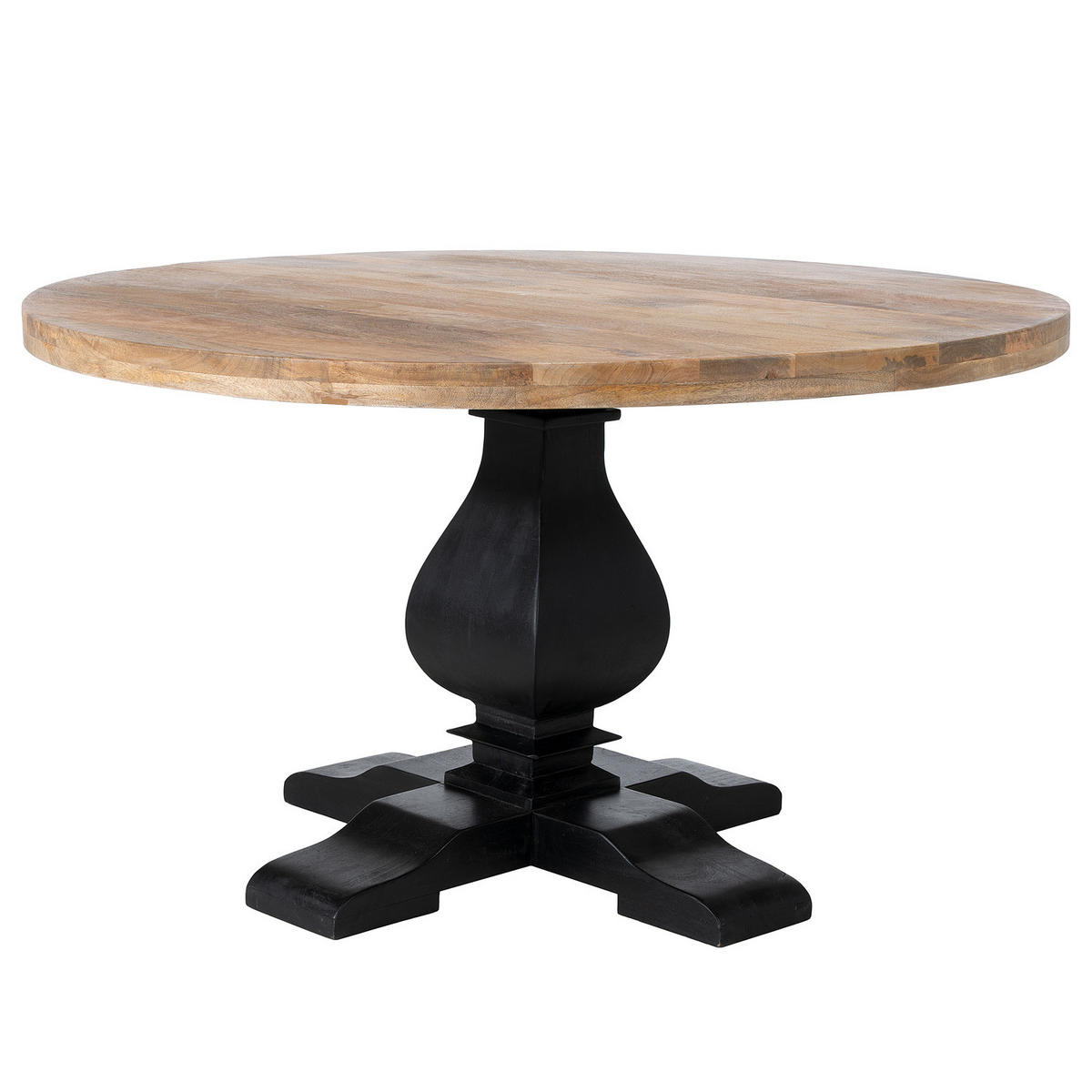 MASSIVER ESSTISCH - Massivholz - Mangoholz - Schwarz/Braun, Holz (135/135/82cm) - home24