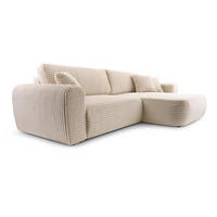 ECKSCHLAFSOFA Harmonia Beige rechts - Beige/Schwarz, Textil (297/169cm) - Beautysofa