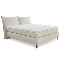 BOXSPRINGBETT 180x200 cm, Kopfteil m.Keder, 7-Zonen-Tonnentaschen-Federkernmatratzen H3+H4, Topper, Bonell-Federkern, Flachgewebe Beige Grau / 20020 - Greige/Beige, Textil/Metall (180/200cm) - luma-home