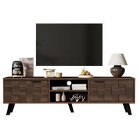 LOWBOARD 160,5/35,5/45 cm aus Spanplatte mit 2 Türen und 2 offenen Fächern Holzfarbe - Braun, Holzwerkstoff (160.5/45/35.5cm) - Modenvie