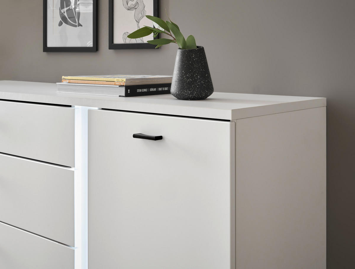 SIDEBOARD M19 Weiß Matt 150/86/42 cm schmal - Weiß, Holzwerkstoff (150/86/42cm) - Livojo