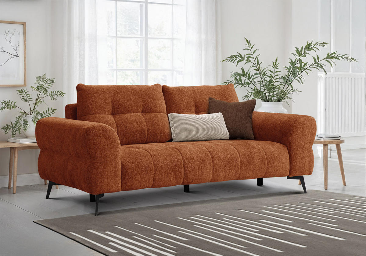 SOFA SALVINI 3-Sitzer, orange - Orange, Holz/Textil (237/88/99cm) - Courtois Laville