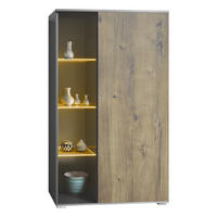 VITRINE Davos Eiche Ribbeck - Alteiche, Holzwerkstoff (71.5/134/35cm) - Vladon