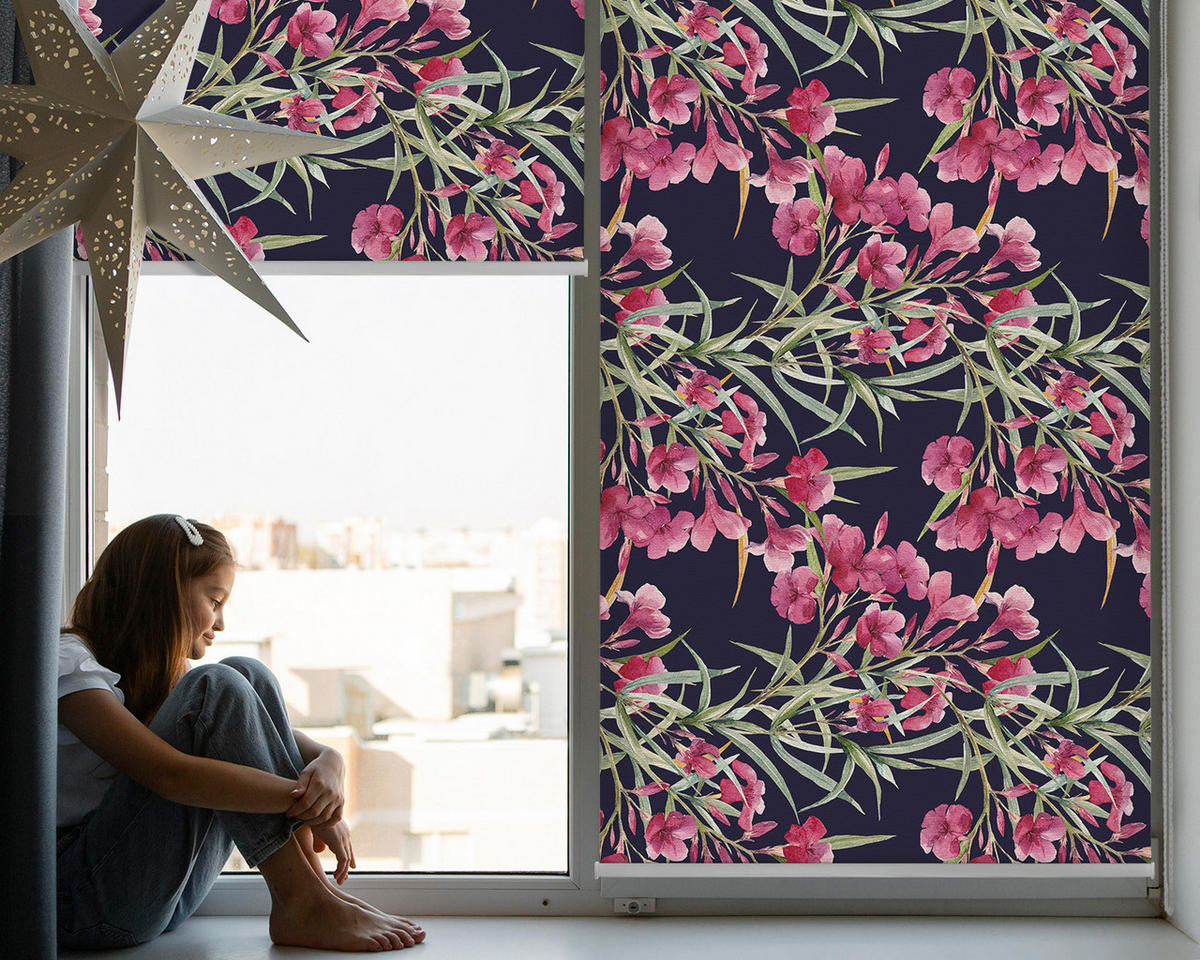 VNÚTORNÁ roleta - okenná roleta - roleta - 60x140 cm - Exotický kvet - pink, plast (60/140/0.5cm) - TULUP