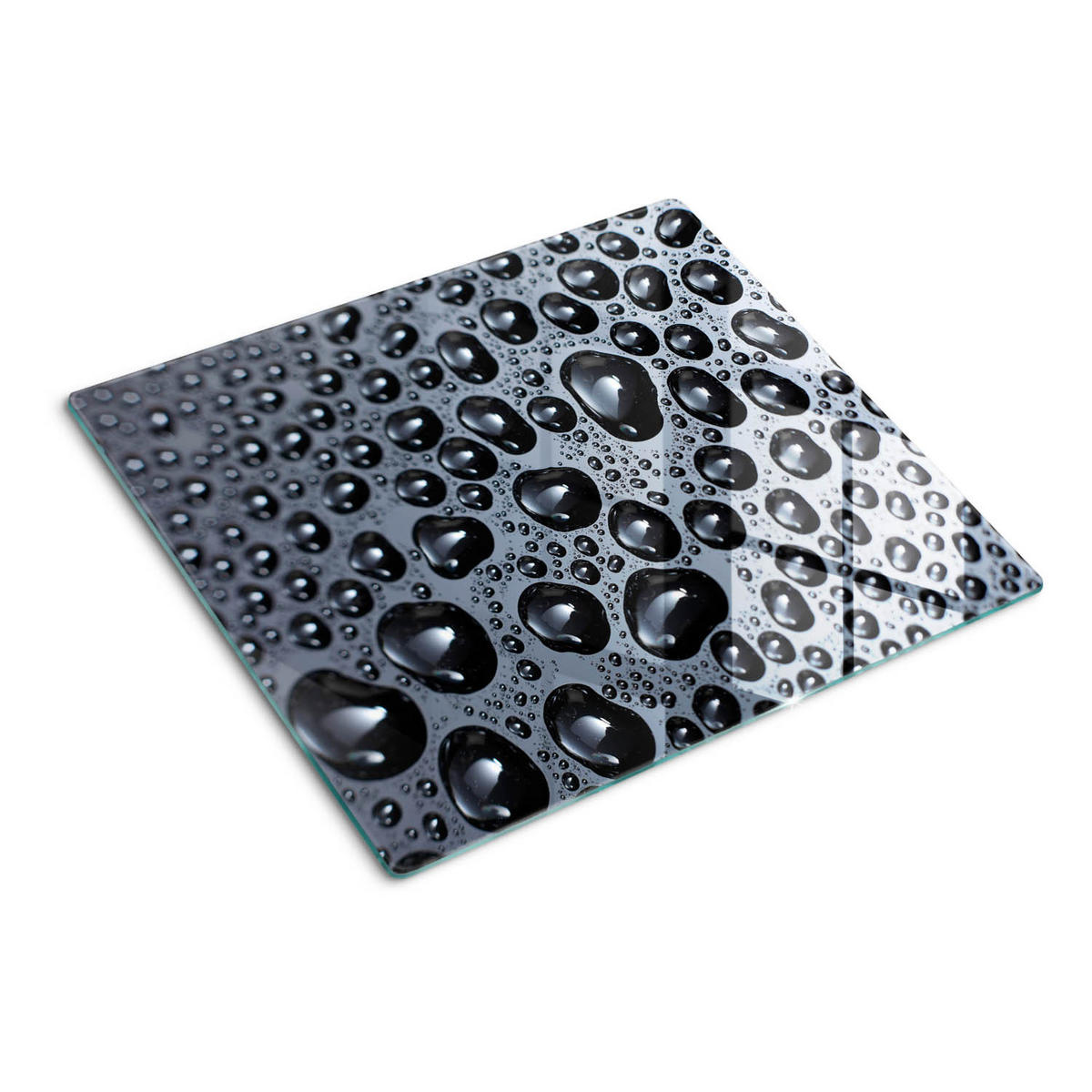 GLASPLATTE 60x52 cm Wassertropfen - Schwarz, Glas (60/0.4/52cm) - TULUP