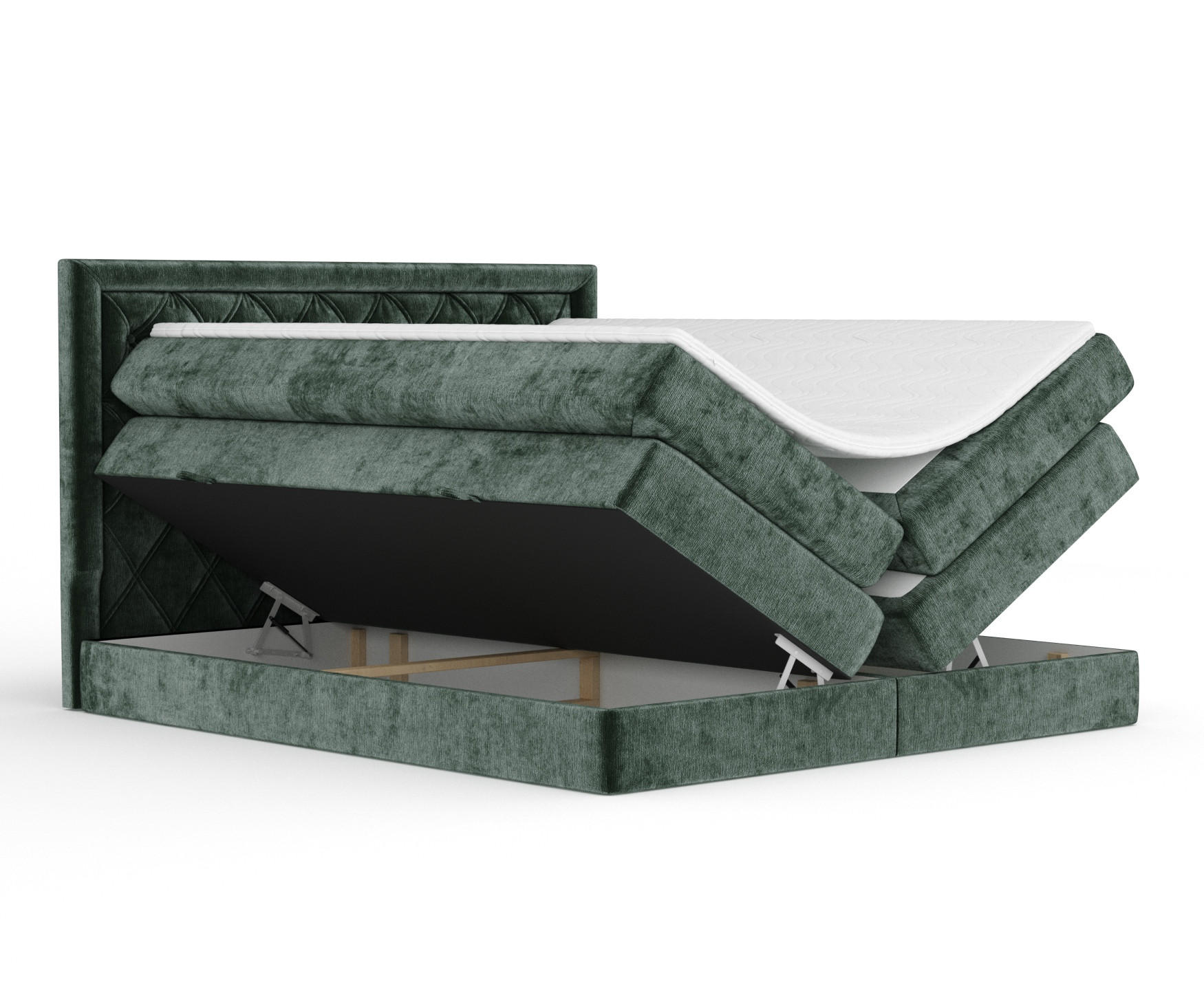 BOXSPRINGBETT Aurelia Grün 140/200 cm - Schwarz/Grün, Holz/Holzwerkstoff (140/200cm) - Maison de Reve