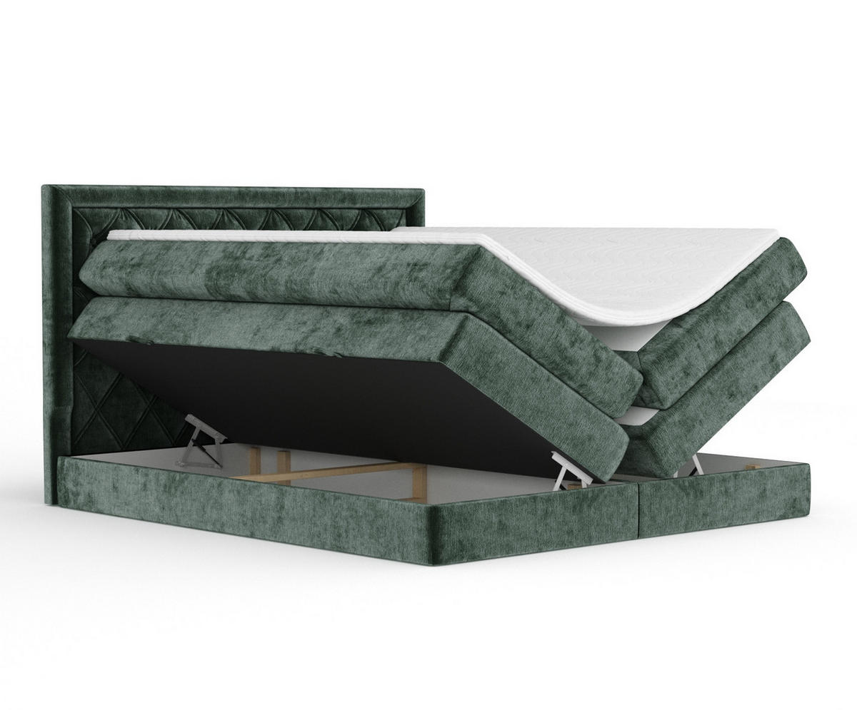 BOXSPRINGBETT Aurelia Grün 140/200 cm - Schwarz/Grün, Holz/Holzwerkstoff (140/200cm) - Maison de Reve