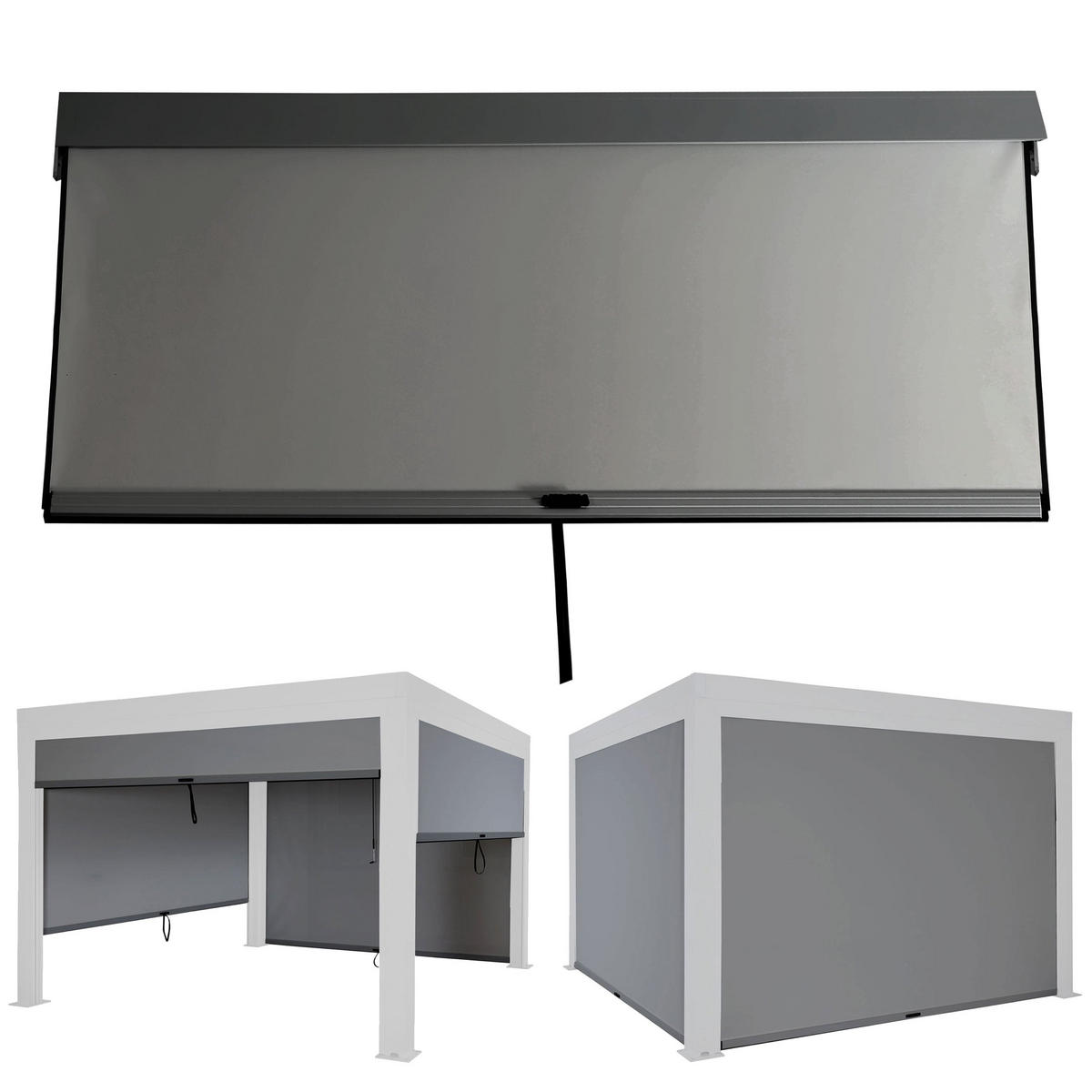 SEITENWAND für Pergola 3x4m 205x375cm Anthrazit - Anthrazit, Textil (375/205/1cm) - BERLINLODGE
