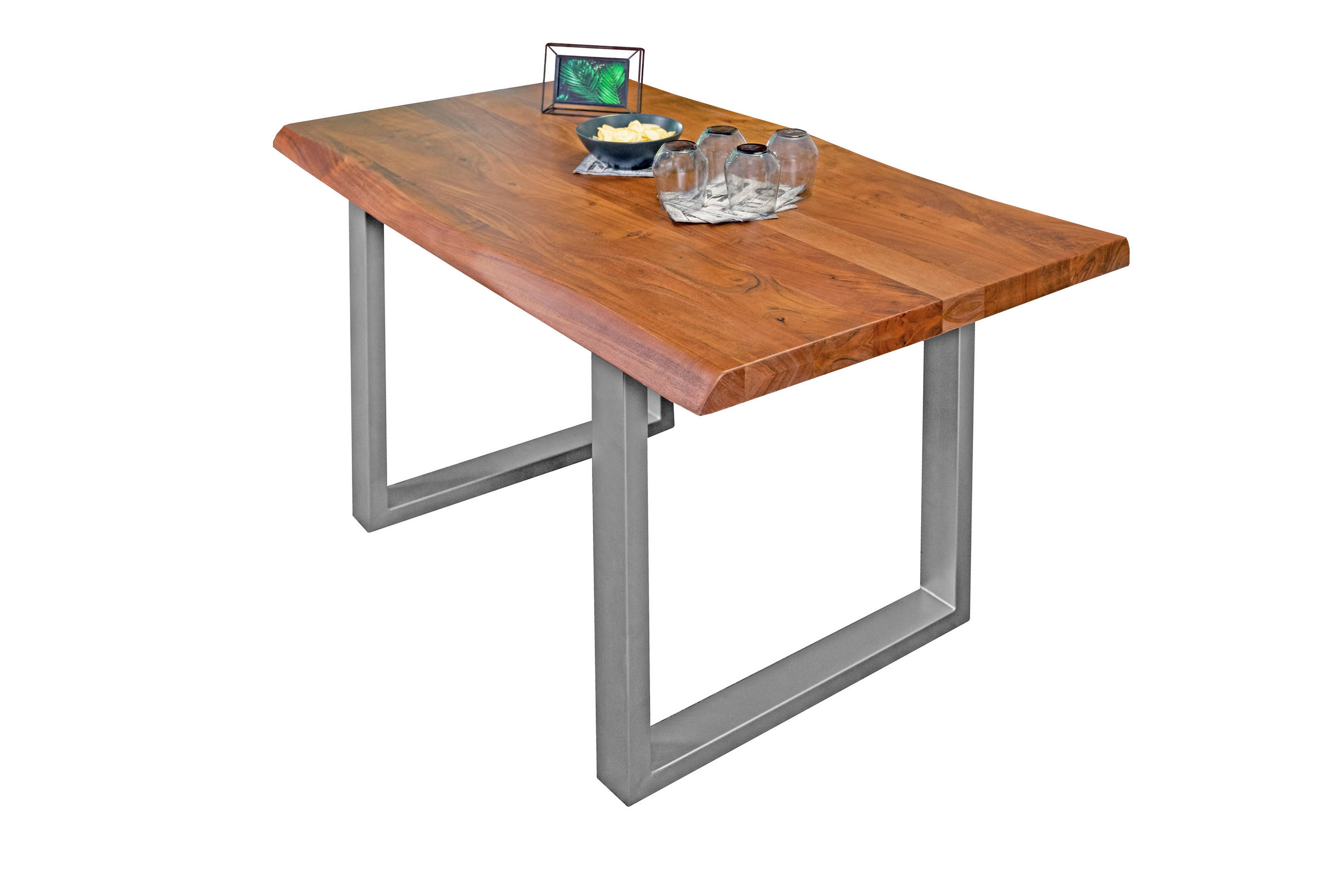 ESSTISCH CALI - Silberfarben/Braun, Holz/Metall (90/180/77cm) - SAM