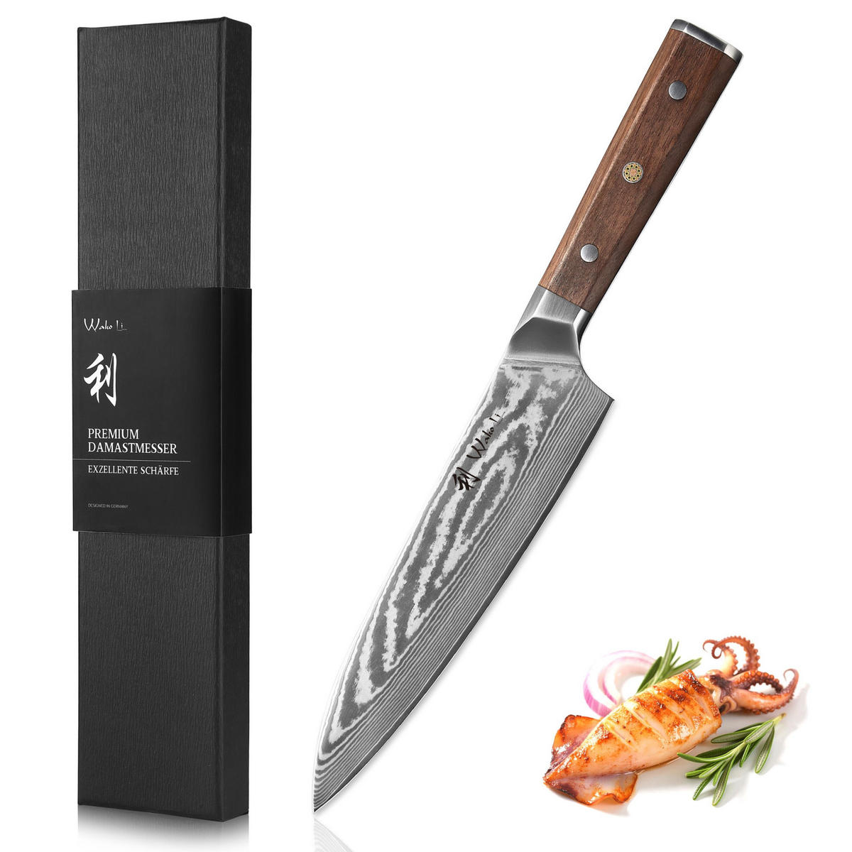 CHEFMESSER 20 cm - Nussbaumfarben, Holz/Metall (34cm) - Wakoli