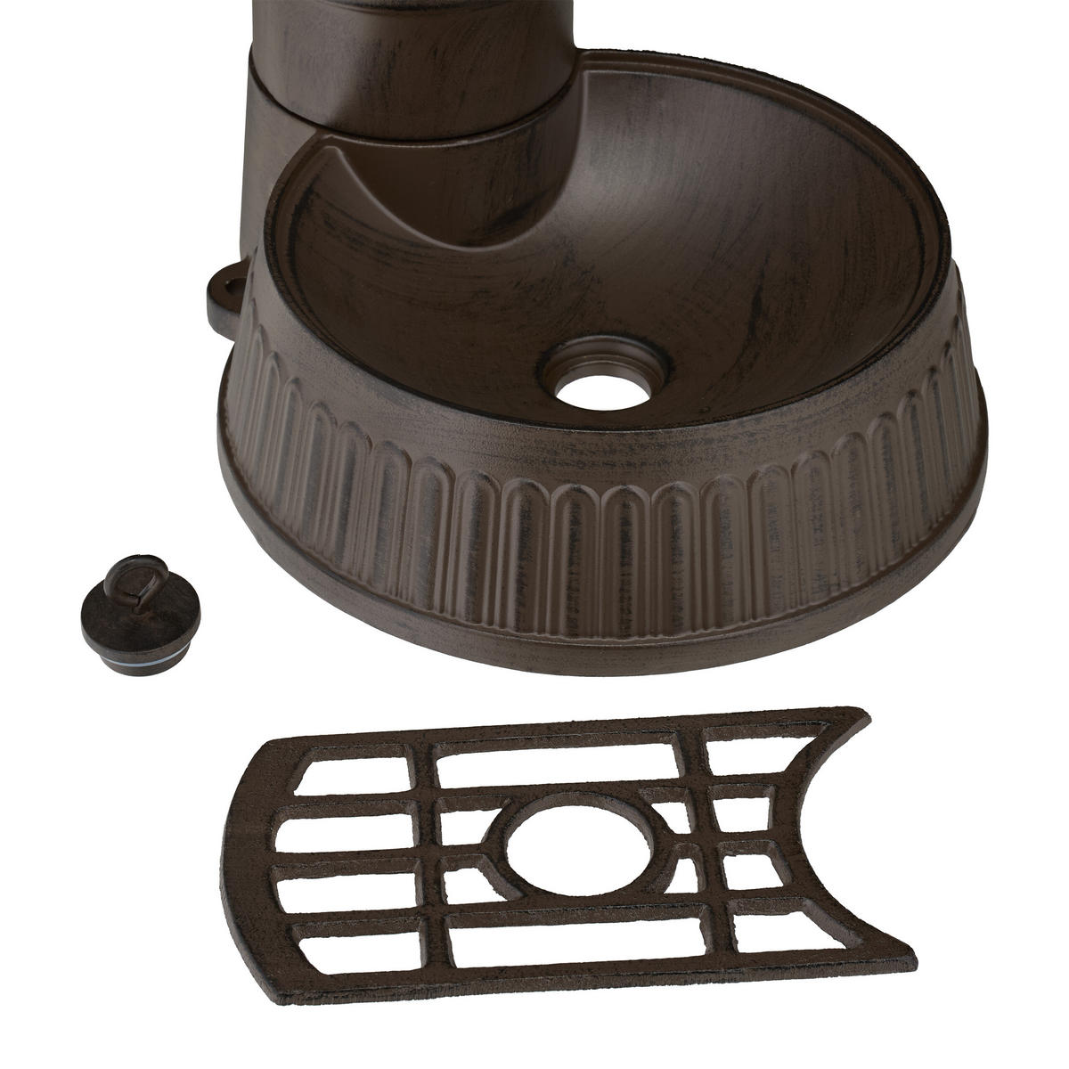 STANDBRUNNEN - Dunkelbraun, Metall (31/26/72cm) - Relaxdays