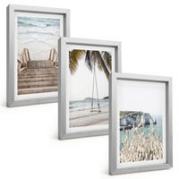 BILDER SET 3er Set - 20x30 cm Silberner Rahmen - Strandtreppe aus Holz, Schaukel - Silberfarben, Kunststoff (20/30cm) - TULUP