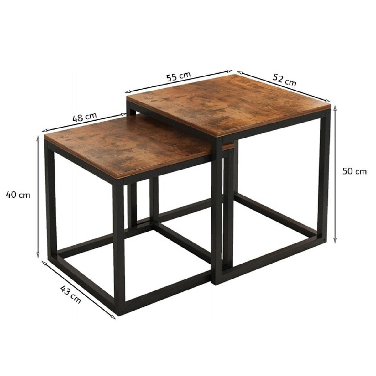 COUCHTISCH 2er Set, braun - Braun, Holzwerkstoff (52/55/50cm)
