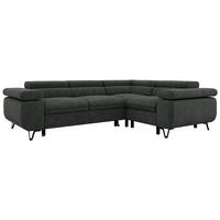 ECKSOFA FALCO L - Dunkelgrau Stukture - Rechts Seite - Dunkelgrau/Schwarz, Textil/Metall (268/197cm) - MKS