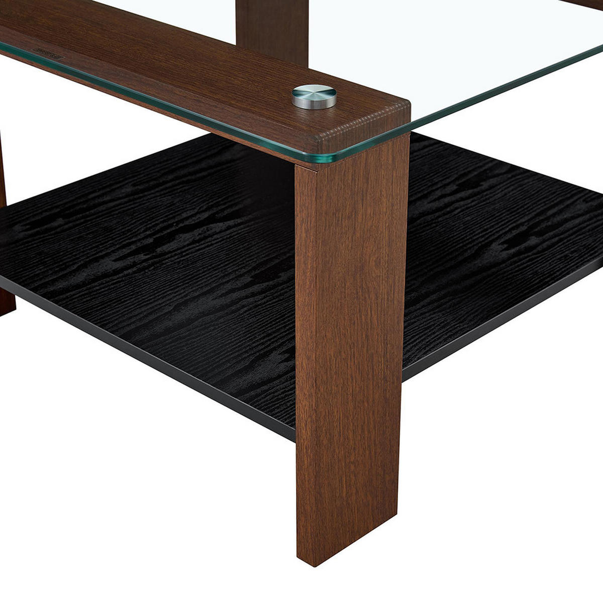 COUCHTISCH 65x41x45,5cm mit Hartglasplatte, Walnussholzfarbe - Walnussfarben, Glas/Holz (75/75/45.5cm) - KOMHTOM