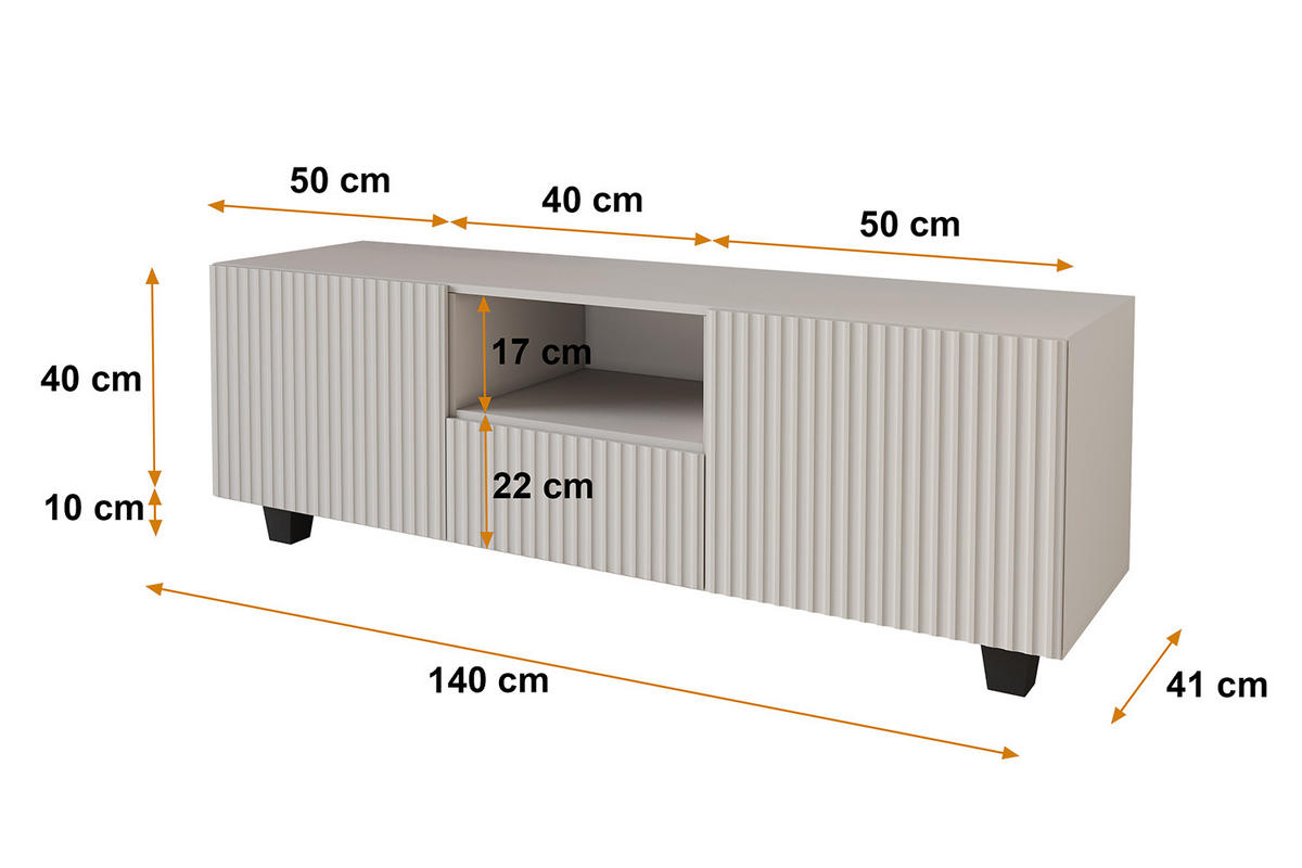 LOWBOARD NOA-2-S 140x50x41 cm - Kaschmir - Kaschmir/Schwarz, Holzwerkstoff (140/50/41cm) - ALTDECOR