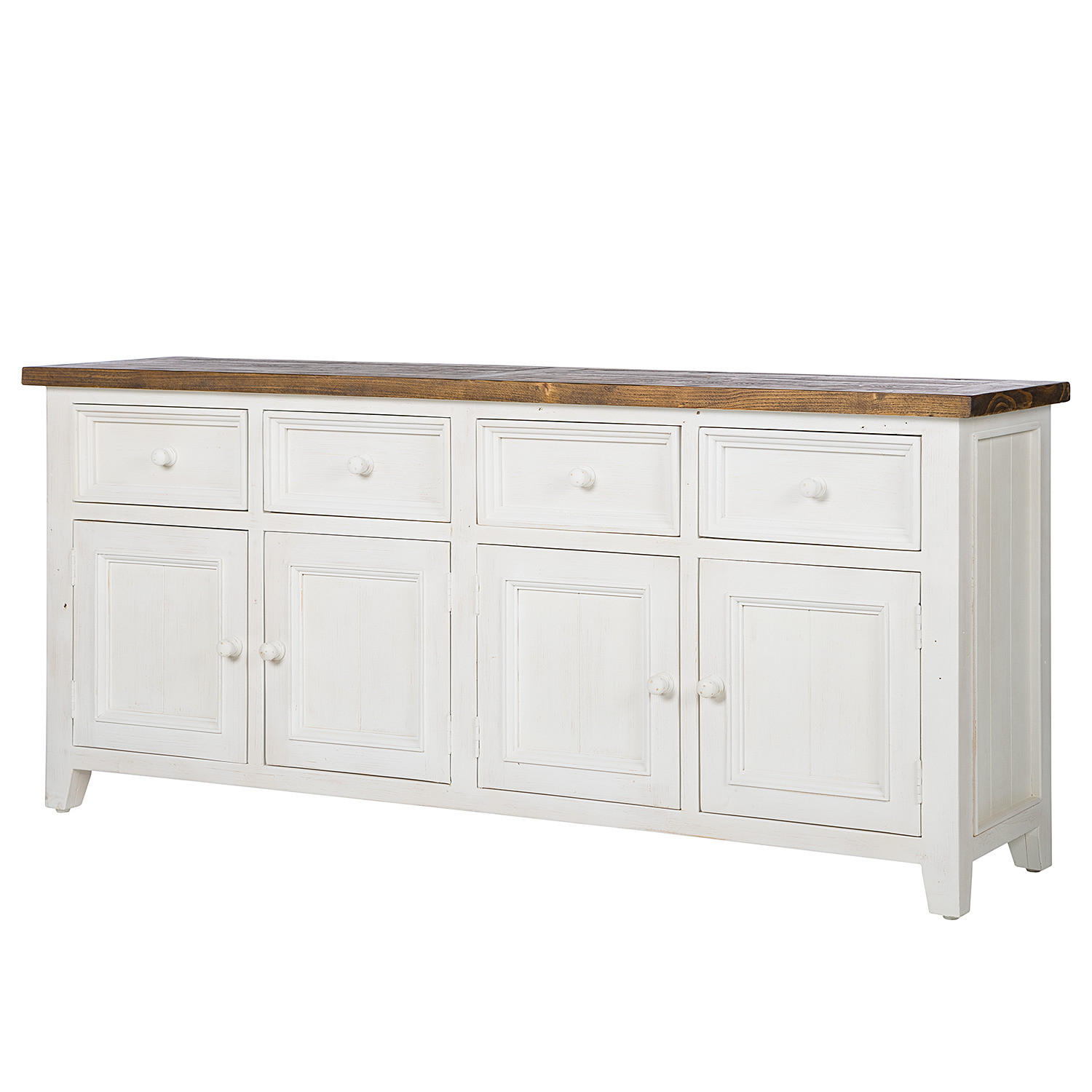 SIDEBOARD - Kiefer massiv - Weiß/Kieferfarben, Holz (180/80/45cm) - home24