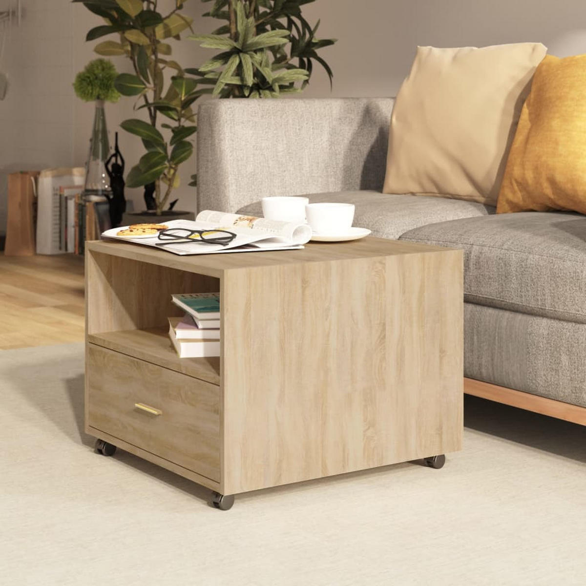 COUCHTISCH Sonoma-Eiche 55x55x40 cm Holzwerkstoff - Braun, Holzwerkstoff (55/55/40cm) - furnicato