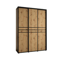 SCHWEBETÜRENSCHRANK 235,2/170/60 3-türig - Schwarz/Eiche Artisan, Holz/Metall (170/235/60cm) - Abiks Möbel