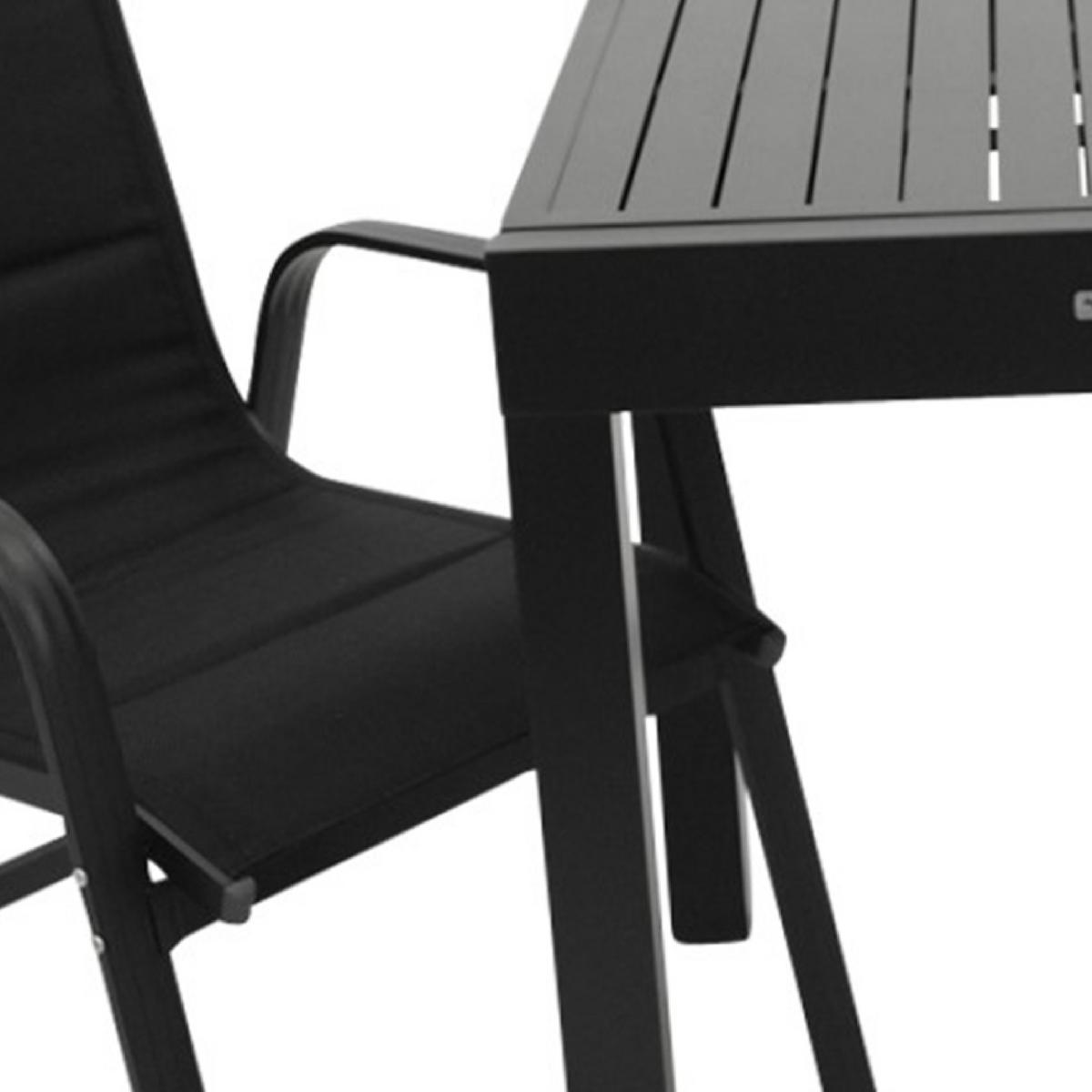 GARTEN-GARNITUR Ashford - 3-teiliges Gartenlounge-Set (2x Stapelsessel Hochlehner Aluminium dunkelgrau + Textilgewebe gepolstert schwarz - Schwarz, Metall - TPFGarden