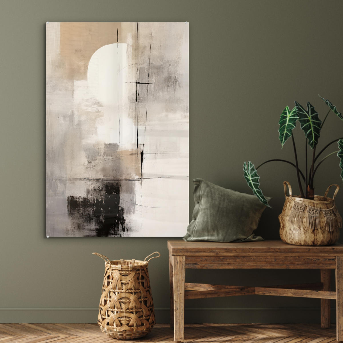 ACRYLGLASBILD Abstrakt - Kunst - Grau 60x90 cm - Hellgrau, Glas (60/90cm) - MuchoWow