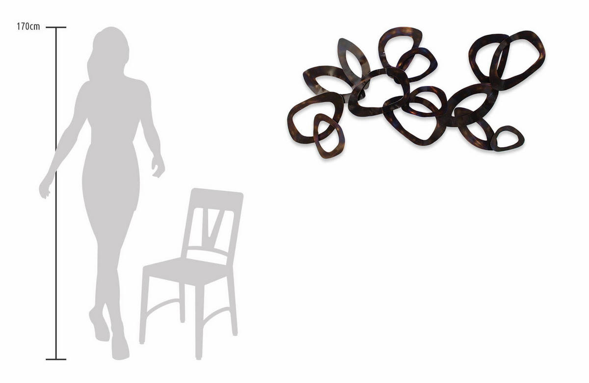 WANDDEKO Braun 120/60 cm - Braun, Metall (3/60/6cm) - KUNSTLOFT