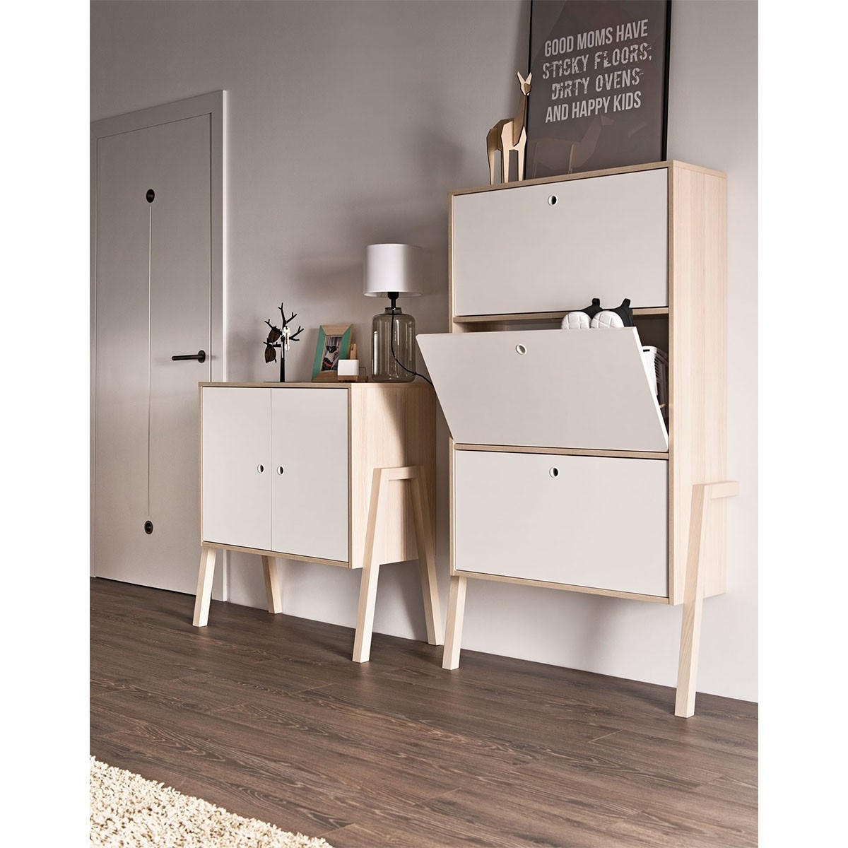 KOMMODE 2 Türen 1 Innenregal - SPOT - 87,5/40/90 cm - Braun, Holzwerkstoff (40/90/87.5cm) - Calicosy