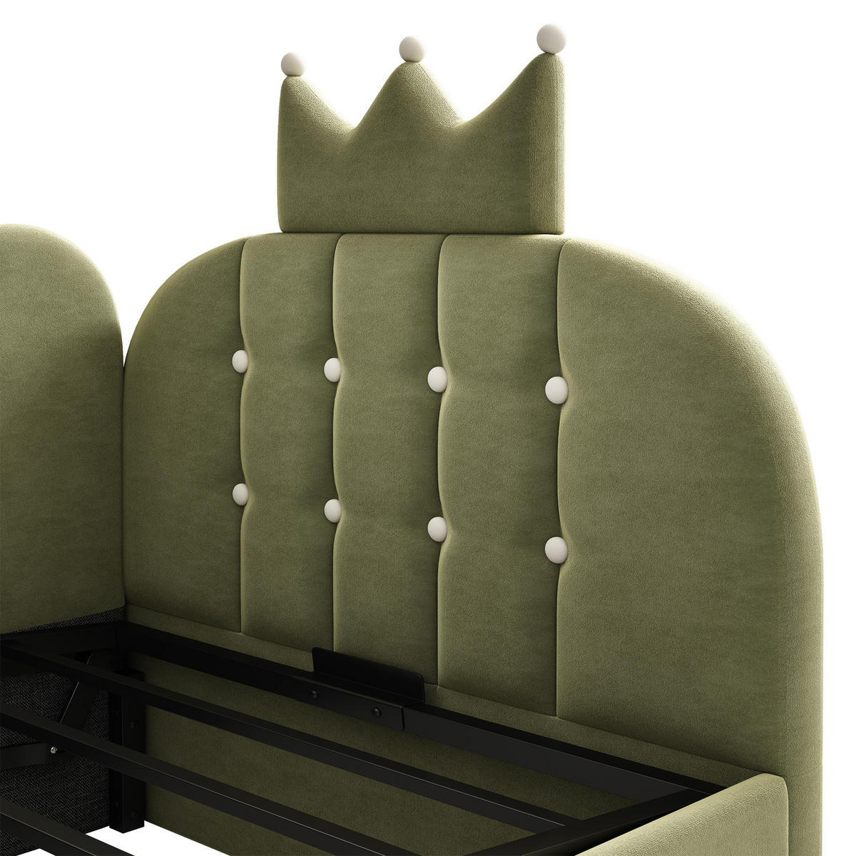 KINDERBETT 90/200 cm DE-00316, in Grün, hydraulischem Stauraum - Grün, Metall (90/200cm) - ComfortXL