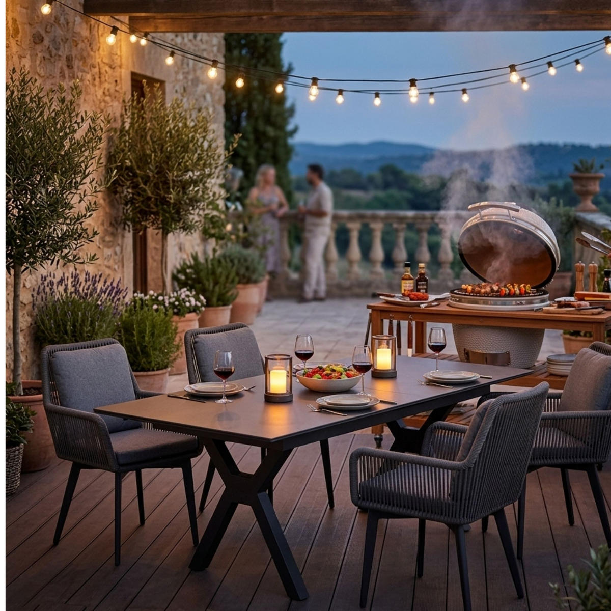 GARTENMÖBEL-SET Marbella und Granada - Grau, Metall - Mr. Deko