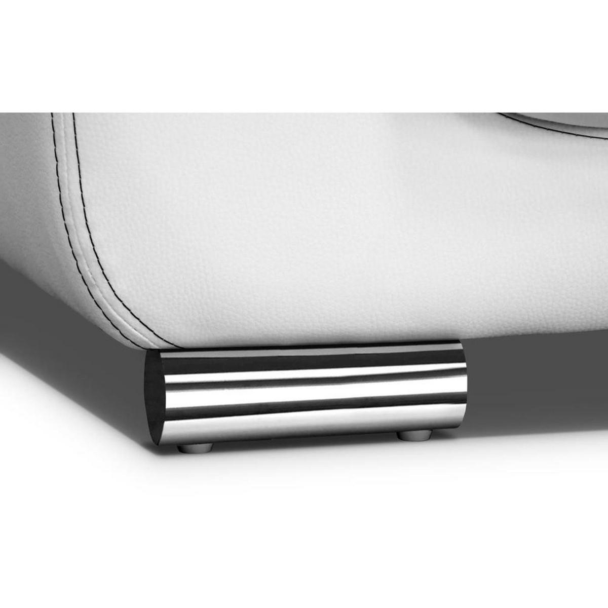 SOFA 2-SITZER Omega weiß - Chromfarben/Weiß, Leder/Metall (185/88/98cm) - Beautysofa