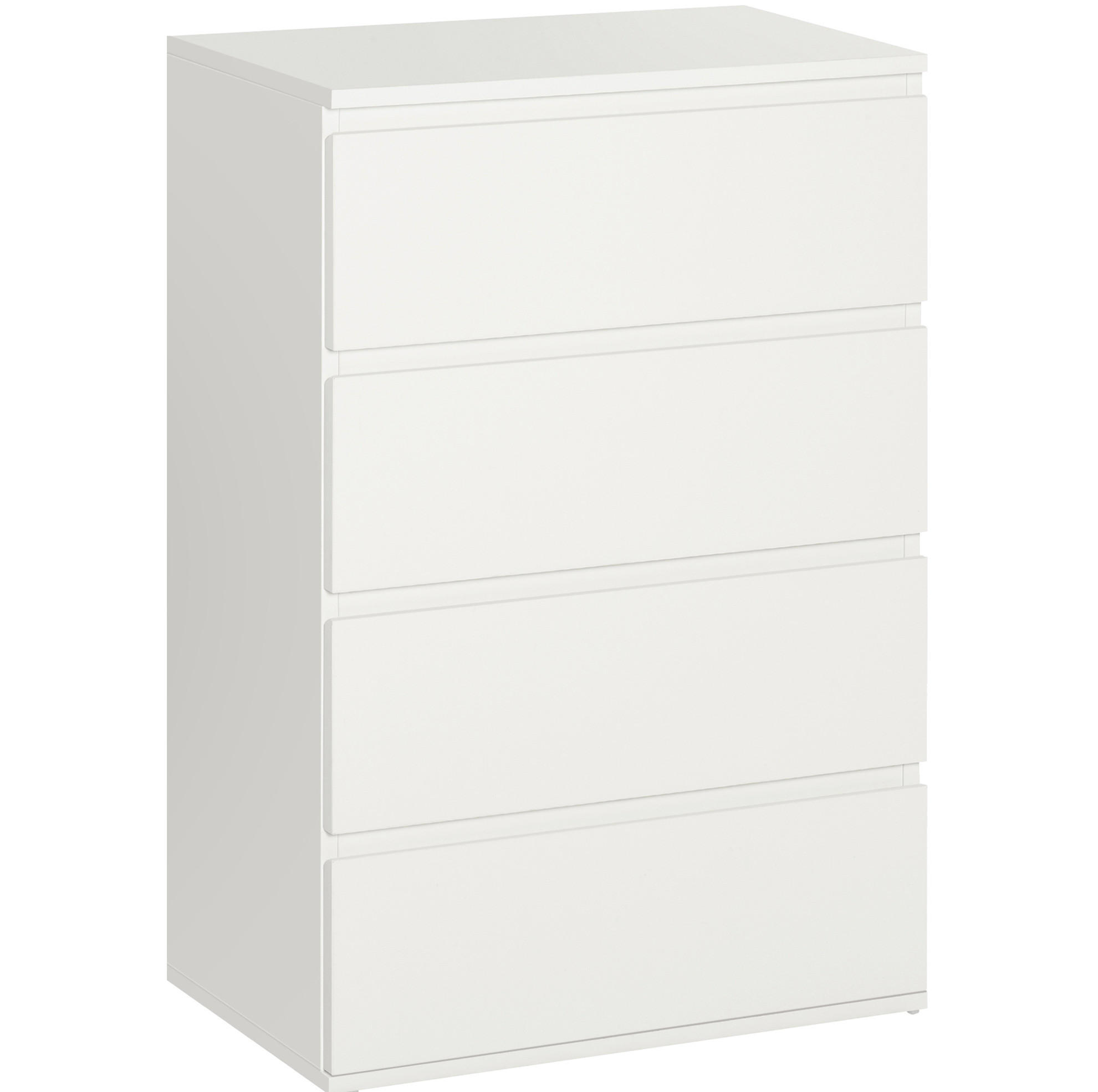Modfu KOMODA z MDF 55x33x80 cm bílá se 4 zásuvkami, tichým dovíráním a ochranou proti převrácení