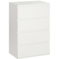 KOMMODE aus MDF 33x55x80 cm Weiß mit 4 Schubladen, Soft-Close und Kippschutz - Weiß, Holzwerkstoff (55/80/33cm) - Modfu