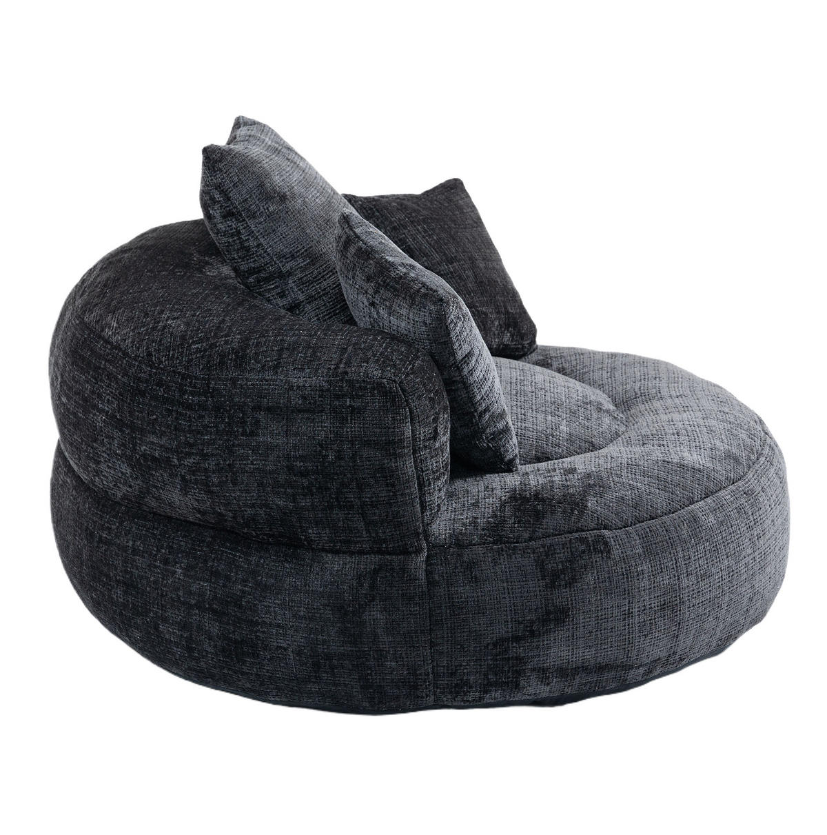 SITZSACK mit Armlehnen 108 x 108 x 52 cm Chenille Black - Schwarz, Kunststoff (108/52/108cm) - Beauniv